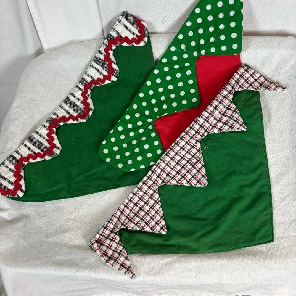 Handmade Christmas Dog Collar Bandanas Set of 3 – Size Large‎ 15
